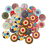 Maxbell 200Pcs 2 Holes Painted Flower Sewing Wooden Button for Clothes Accessories