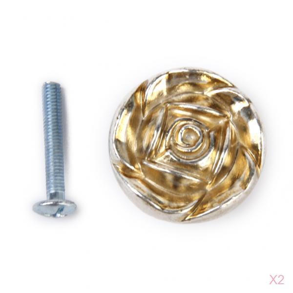 Maxbell 2x Antique Silver Rose Cabinet knob Drawer Furniture Handle Pull Hardware DIY