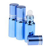 Maxbell Maxbell 3Pcs Empty Roll on Bottles 5ml Glass Roller Bottle for Perfume Essential Oil Blue