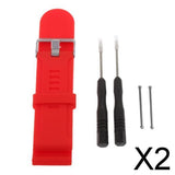 Maxbell 2xSilicone Wrist Band Replacement Strap for Garmin Fenix 3 HR Watch Red