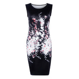 Maxbell Maxbell Sexy Women Hot O Neck Sleeveless Floral Print Slim Mini Summer Hip Dress L