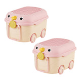 Maxbell Toy Storage Box Nursery Cute Organizer Bin with Handle for Puzzles Toys Book L Pink 2PCS