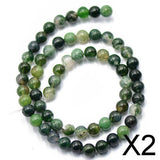 Maxbell 2x6mm Nature Green Moss Agate  Gemstone Loose Spacer Beads 15'' Round