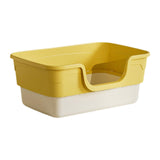 Maxbell Cat Litter Box Sandbox Cat Bedpan Easy to Clean Portable Cat Litter Tray Yellow L