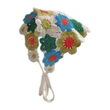 Women Crochet Bandana Decoration Hair Accessories Cute Vintage Head Kerchief Blue Green Flowers
