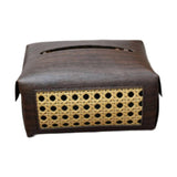 Maxbell PU Leather Tissue Box Holder Napkin Dispenser for Bedside Restaurant Bedroom Dark Brown