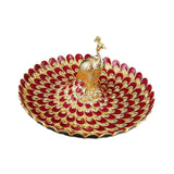 Maxbell Fruit Plate Multi Functional Peacock Cosmetic Tray for Makeup Bathroom Party Gold Red