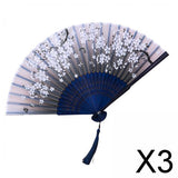 Maxbell 3xFolding Hand Fan Women Handheld Folding Fan for Performance Birthday Wedding Style D