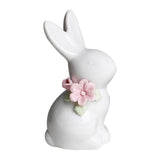 Rabbit Statue Ornament Gift Tabletop Decoration for Bedroom Living Room Home Pink Flower