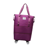 Maxbell Rolling Duffle Bag Apparel Tote Bag Pouch Wheeled for Outddor Sports Fitness purple red