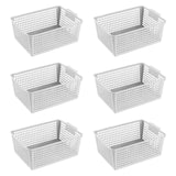 Maxbell 6 Pieces Storage Baskets Space Saving Storage Box for Office Organizing Closet White