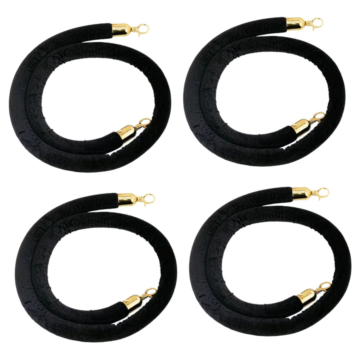 Maxbell 4x Velvet Stanchion Rope Crowd Control Security Barriers for VIP Queue Posts Black