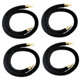 Maxbell 4x Velvet Stanchion Rope Crowd Control Security Barriers for VIP Queue Posts Black