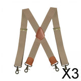 Maxbell 3xSuspenders for Men Heavy Duty Suspenders Adjustable Casual 3.5cm Wide Braces Beige