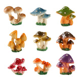 Maxbell 9Pcs Mini Mushrooms Figurines Miniature Garden Ornaments for Cake Decoration