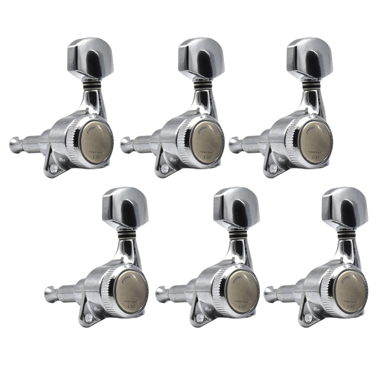 Maxbell 6x Electric Guitar String Tuning Pegs 1:18 for Folk Classic Guitar Accessory Silver Left