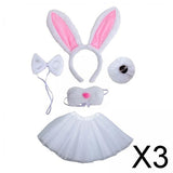 Maxbell 3xBunny Costume Set Cosplay Ears Headband for Easter Themed Parties Carnival