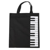 Maxbell 2xPure Cotton Piano Keys Musical Handbag Tote Bag Shopping Bag Gift Black