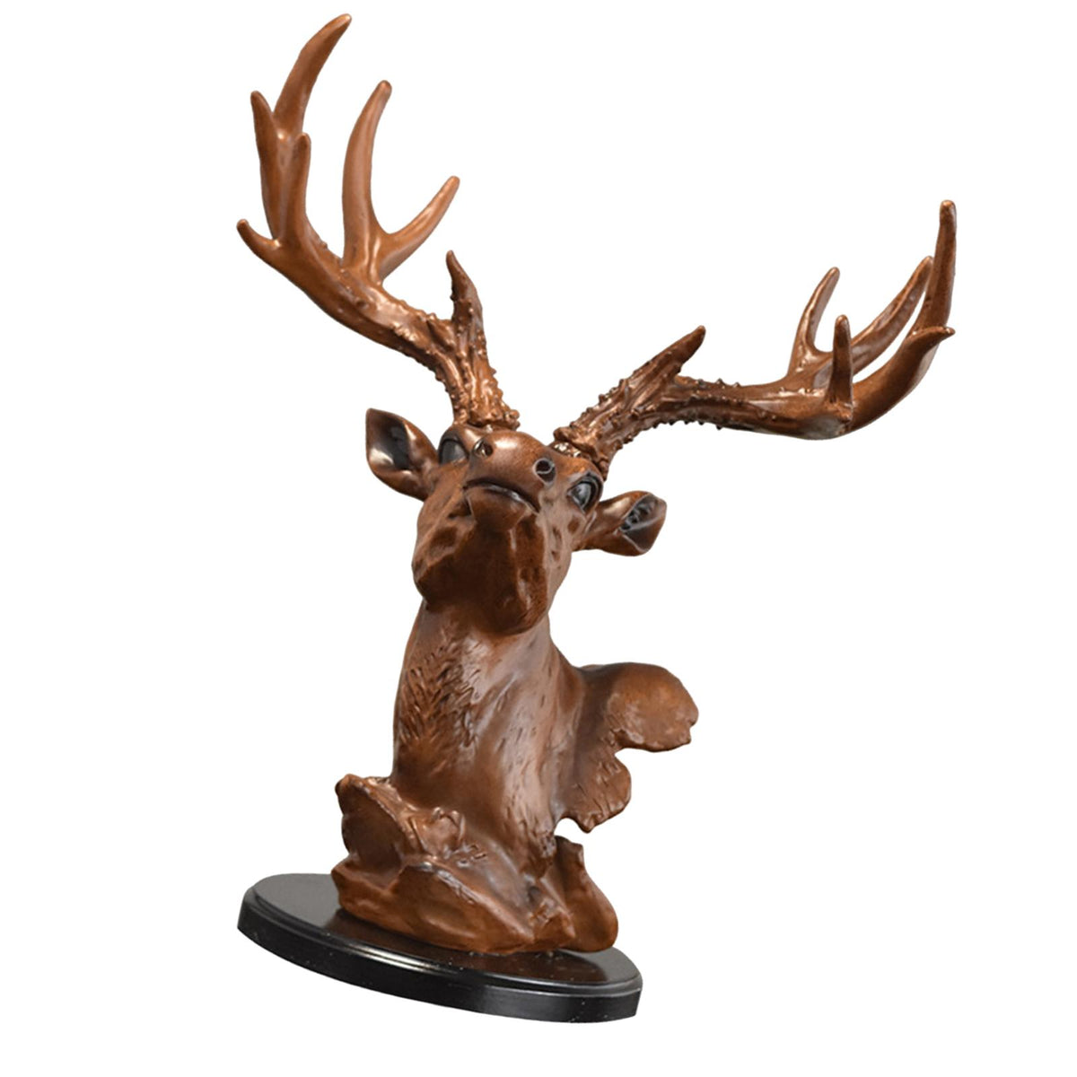 Maxbell Deer Head Figurine Ornament Gift Desktop Decor Decor for Bookshelf Bedroom Office