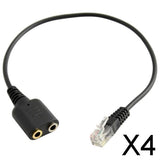 Maxbell 4xDual 3.5mm Female to RJ9 Jack Adapter Convertor Headset Telephone Use Cable