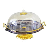 Maxbell Dessert Snack Serving Platter Round Display Cakes Stand with Lid for Muffins Gray