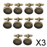 Maxbell 3x10Pcs 16mm Round Blank Settings Base Pad Cuff Links Cufflinks Antique Bronze