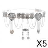 Maxbell 5xFashion Women Waist Chain Belly Dance Belt Costume Tassels Girls Alloy Silver