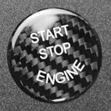 Black Carbon Fiber Car Engine Start Stop Switch Button Sticker Cover For