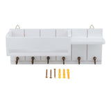 Maxbell Wooden Key Holder Wall Mounted with 6 Hooks Storage for Coat Keychain Office White