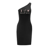 Maxbell Maxbell Women's Off The Shoulder Dress Spring Mini Dress for Travel Shopping Holiday M