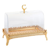 Maxbell Cake Stand with Acrylic Lid Butter Dish for Desserts Cakes Banquets Supplies Golden