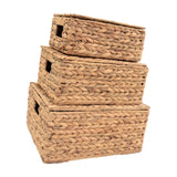 Maxbell 3Pcs Desk Storage Baskets Rustic with Covers for Laundry Room Dorm Farmhouse