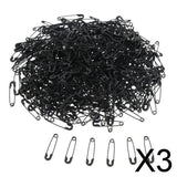 Maxbell 3xGlossy Metal Needle Safety Pins Nickle Plated 500PCS 18mm Black