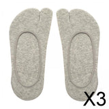 Maxbell 3xWomen 2 Toe Flip Flop Socks Women No Show Toe Socks for Loafer Shoes Sneaker Light Gray