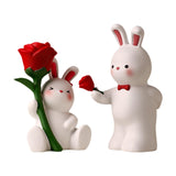 Lover Figurines Resin Animal Sculptures Office Bookcase Bunny Couple Statues