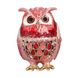 Maxbell Jewelry Trinket Box Owl Decor Storage Organizer for Necklaces Earrings Pink