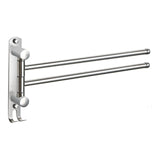 Maxbell 180Degree Swivel Towel Bar Shower Washroom Home Decor Towel Rack Wall Mount 2 Arms 34.5x18cm