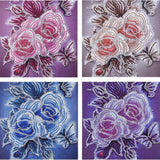 Maxbell 4 Pieces DIY 5D Diamond Painting by Number Kit Crystal Rhinestone Embroidery Cross Stitch Arts Craft Canvas Wall Decor (Mixed Flower) - Aladdin Shoppers