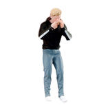 Maxbell 1:64 Boy Model Figure Pose Scene Ornament Tiny People Miniature Scenes Decor black coat