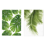 Maxbell 2pcs Unframed Green Palm Leaf Canvas Oil Painting Picture Wall Art Decor