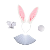 Maxbell Bunny Ears Headband Tail Set for Halloween Fancy Dress Animal Themed Parties White