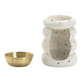 Maxbell Ceramic Essential Oil Burner Gift Tealight Candle Holder for Party Home Yoga White Black Dot