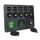 Maxbell 5 Gang Rocker Switch Panel Multifunction for Automotive Yacht Motorboat green light