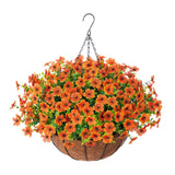 Maxbell Hanging Artificial Flowers Basket Ornament Plant Hanger for Yard Lawn Garden Orange