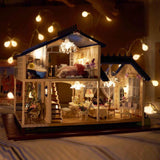 DIY Wooden Dollhouse Kit w/ Furniture Romantic Provence Villa Children Christmas Birthday Gift - Aladdin Shoppers