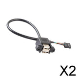 Maxbell 2xDual USB 2.0 A Female to Motherboard 9 Pin Header Cable and Screw Panel Hole