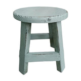 Maxbell Wooden Stool Plant Stand Round Planter Holder for Office Living Room Desktop Blue