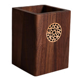 Maxbell Wooden Pen Holder Wood Storage Box Pencil Cup Pot for Desk School Stationery 8x8x10.5cm