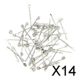 Maxbell 14x50pcs DIY Pins Hair Clips w/ 8mm Pad Silver Tone