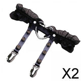 Maxbell 2xPunk Leg Rings Garters Leather Rivets Thigh Party Harness Garter Belts Black